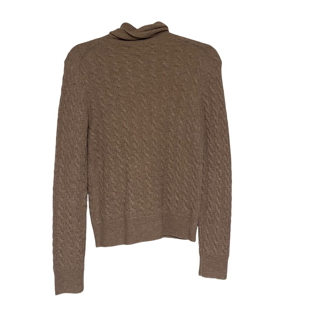 J.Crew Wool Alpaca Blend Ruffled Cable Knit Turtleneck Sweater Beige Size XS - Picture 5 of 9